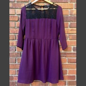 Purple Lace Panel Dress